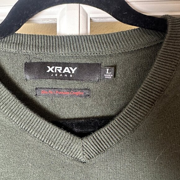 NORDSTROM XRAY Jeans Brand Olive Green V Neck Sweater Size Large - Picture 3 of 8